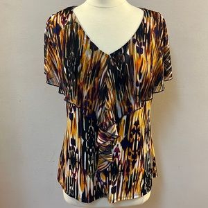 Susan Lawrence flutter sleeve blouse sz L